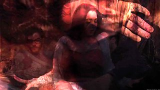 sexy teen Karlee Grey gets spitroasted in mmf