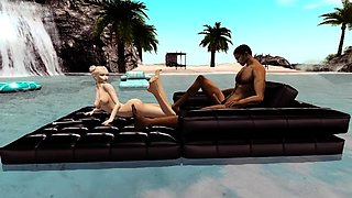 Hot 3D redhead licking a pussy while getting fucked