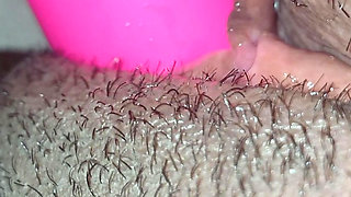 Hairy and creamy Colombian pussy