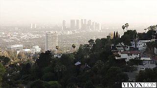 Madi Collins and Dan Damage's double blowjob porn by Vixen