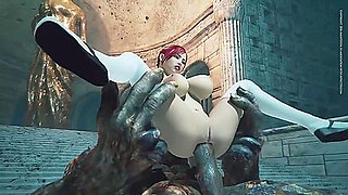 Giant Stone Golem Hard Fucks Brunette With Big Tits In A Dungeon