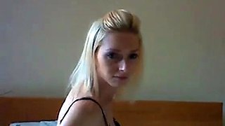Skinny British Blonde Strips on Webcam