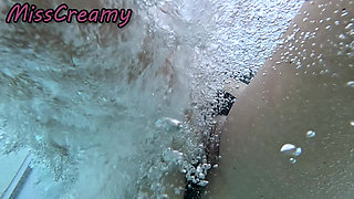 Flashing My Pussy in Front of a Student in Swimming Pool and Helps Me Masturbate - It's Very Risky with People Near