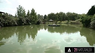 21 naturals - slender blonde stunner rails gigantic dick by the water