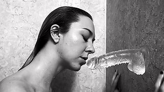 Independent Teen brunette girl toying pussy outdoor