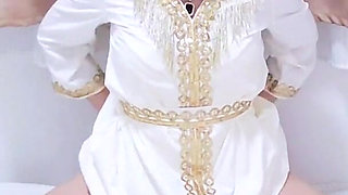 A Malaysian Hijabi Girl Teasing with White Abaya Showing off Her Ass