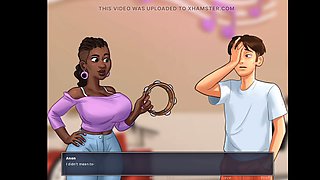 Wild public lovemaking scene from Summertime Saga featuring college girls with big assets