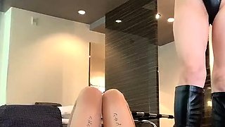 Two asian foot fetish school girl tease a cock