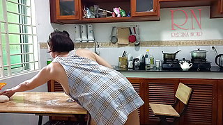 Ravioli Time! Naked Cooking. Regina Noir, a nudist cook at nudist hotel resort. Nude maid. Naked housewife. Teaser