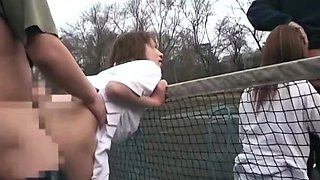 Brunette teen blowjob outdoor