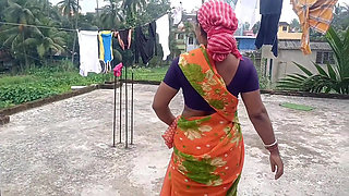 Busty girl comes out of the bathroom naked after a prank by her stepbrother