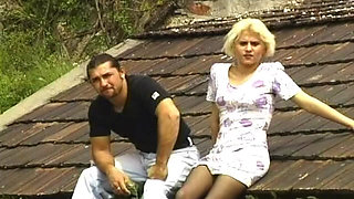 Blonde Amateur Takes Cock on Outdoor Roof