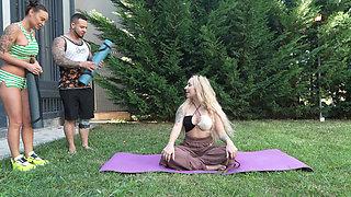 Outdoor Yoga with the Instructor Ends in a 3some