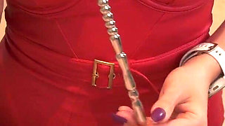 Mistress Unlocking Her Chastity Slave and Sounding Him for the First Time