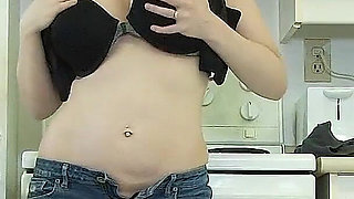 Busty Cougar MILF From Canada Masturbates in Kitchen