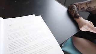 The student bumped into his tutor and other students having an affair and stole the teacher to have sex