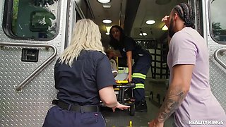 Big ass moms Roxie Sinner And Jenna Starr - reality threesome in ambulance car
