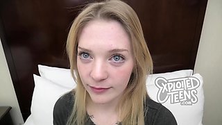 She is an 18 year old blondie with a  like slit