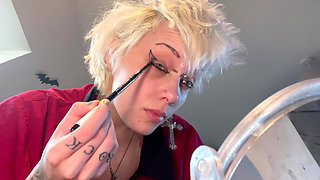Goth Girl Glitterqueen1999 Ignores You Whilst She Applies Her Makeup, Black Lipstick, Lipstick Fetish Ignore Fetish, Humiliation