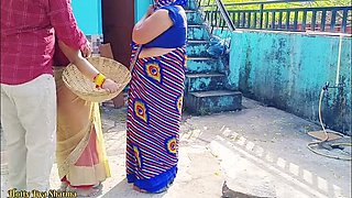 Desi Family Threesome: Step Son Fucks Stepmom and Wife in Outdoor Public Sex - Hot Jiya Sharmaa