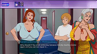 The secret of the building - super sexy granny in cartoon style