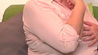 Big Butt Granny Astrid Fingers Her Mature Pussy on the Sofa