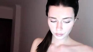 Hot brunette from squirt masturbating on webcam