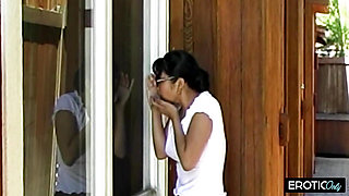 Cleaning lady watches him fuck his stepmom