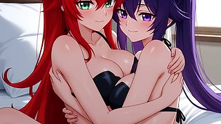 Rias Gremory and Akeno in an intimate moment full of passion - Adult version