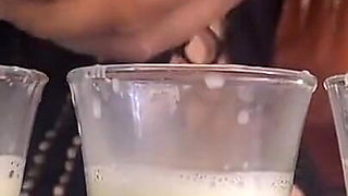 Filling Three Glasses with Fresh Breast Milk From My Full Breasts