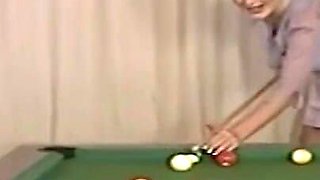 Threesome double penetrated ass fucking threesome in the pool table