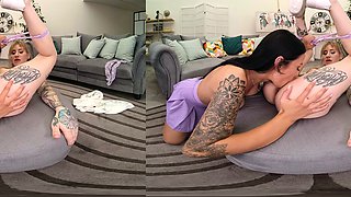 Blonde and Brunette Lesbians Scissor Fuck