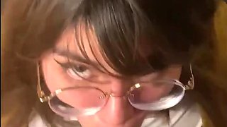 Chubby nerd sucks her classmate's cock because he promised to give her a new comic book