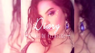 Busty curly brunette with big boobs fucks on couch
