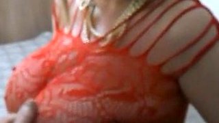 Blonde with Big Boobs Gives Blowjob to Her Dildo on Liv more