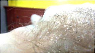 Front and back view of a thick, blonde bush from POV