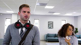 Hot brunette has hardcore group sex with DP
