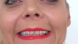 Filthy Blonde Cock Hungry MILF Gets Ran Through and Takes Facials in Gangbang Action
