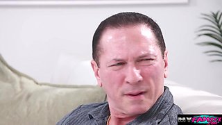 Sucking my stepdads dick while his wifes out