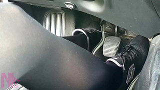 Sensual Pedal Pumping in Black Sneakers