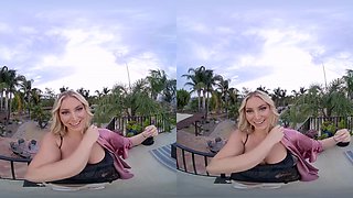 Busty babe Kayley Gunner thinks being rich is a huge aphrodisiac VR PORN