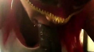 Masked Ebony Amateur Gives Blowjob and Swallows