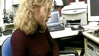 Stunning German secretary gets her pussy fingered in the office