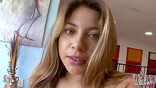 Sweet curvy freckled Teen 18 with extrem Hairy Pussy Pick Up for First Time Casting Fuck without condom