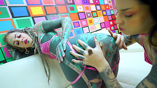 Sensual Girl Girl Anal Session with Big Dildo and Fingering