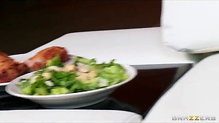 Slutty blonde MILF Karen Fisher is slammed on the couch