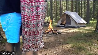 Real Husband and Wife Camping in Forest Sex with Loud Sounds - Indonesian Couple