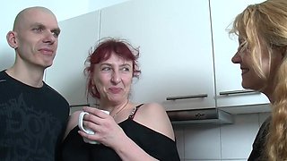 Hot German Mature Kitchen Threesome Fuck