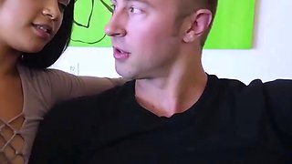 Busty redhead stepsister rides her huge stepbrother as a