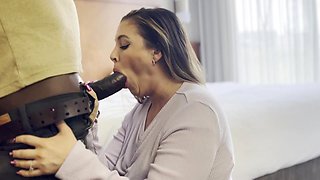 Blonde hotwife takes loud orgasmic bbc creampie passionately